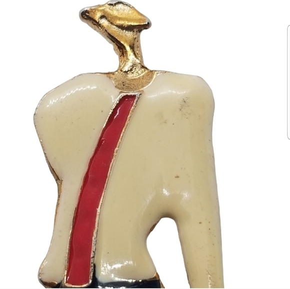 VINTAGE 80S MODERNIST  FASHIONABLE VIOLINIST LARGE BROOCH - Picture 4 of 5